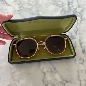 Krewe Austin 18k Titanium + Champagne Polarized Sunglasses